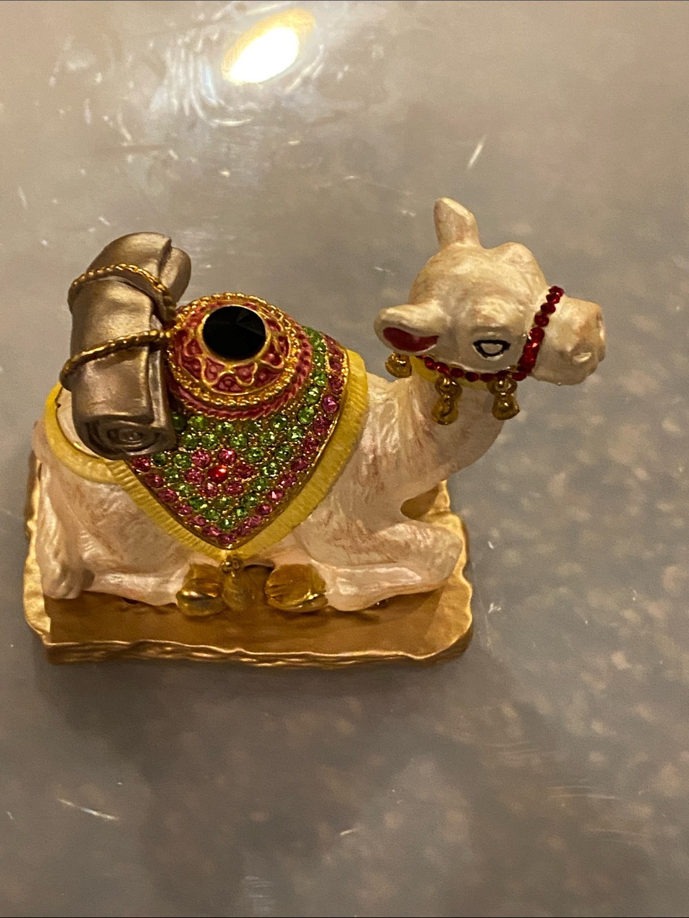 Decorative Bejeweled Camel Figurine in White and Gold - Brand Unspecified